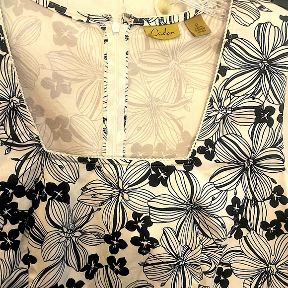 Caslon Monochrome Floral Sleeveless Fun & Flirty (Size 10) Midi Dress - Picture 2 of 10